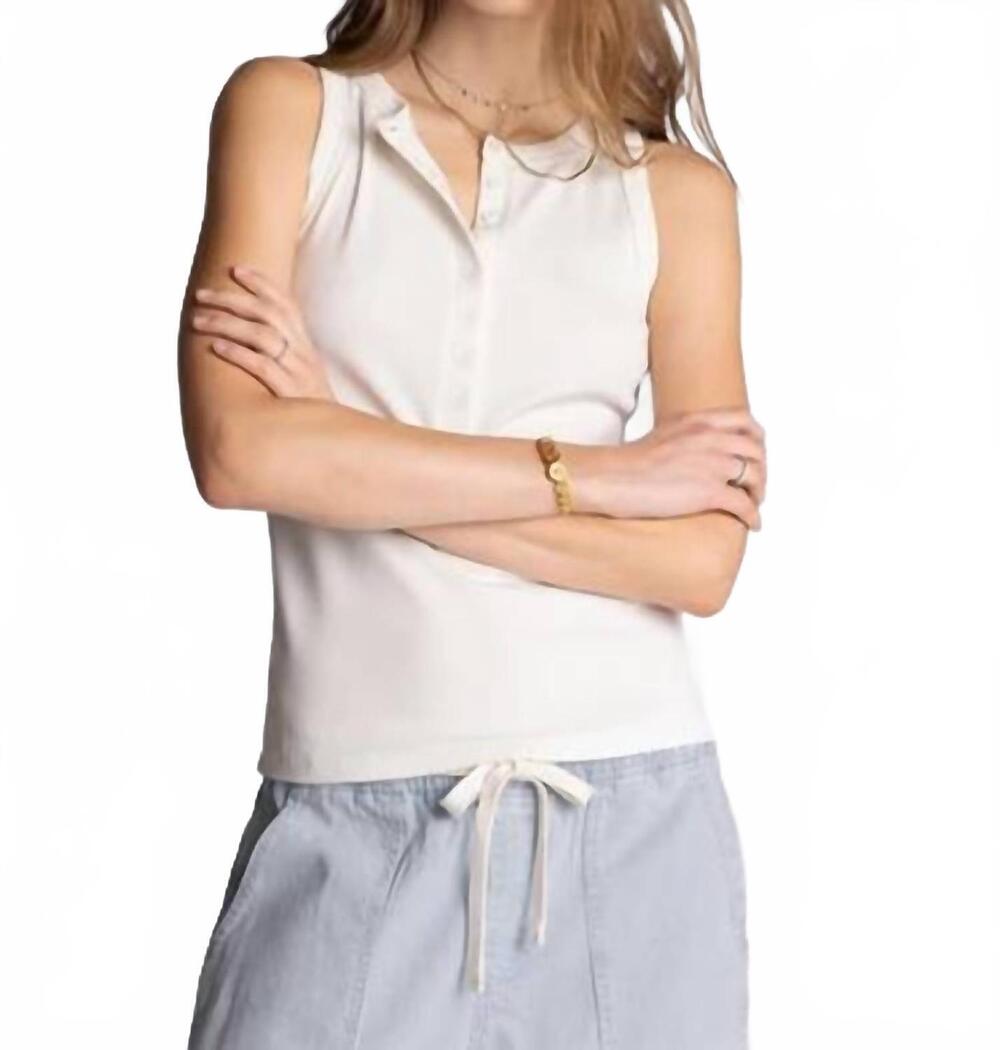 NEW THREAD & SUPPLY button front elowen tank top in ivory